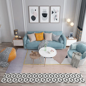 Striped Modern Moroccan Light Purple Geometric Simplicity Patterned Rugs for Living Room Dining Room Bedroom Hall