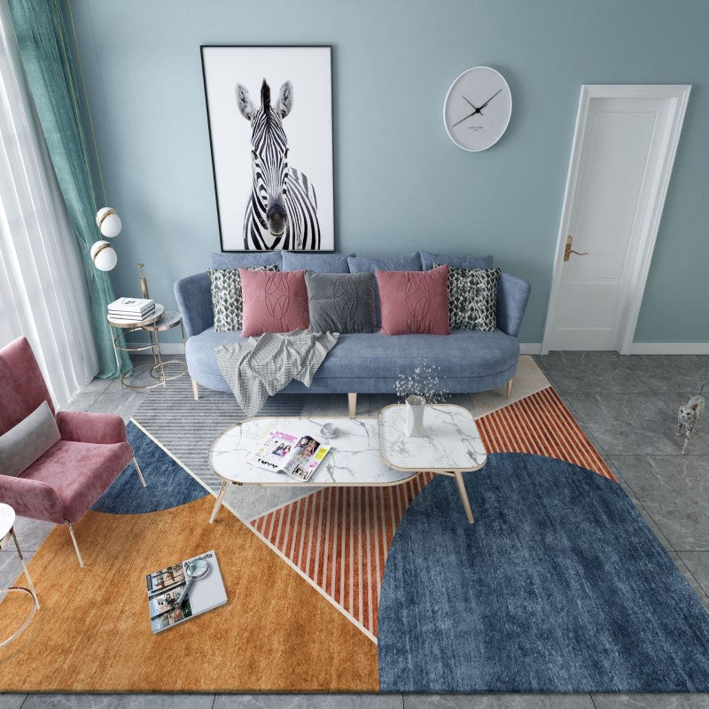 Modern Simplicity Yellow Blue Geometric Moroccan Striped Patterned Rugs for Living Room Dining Room Bedroom Hall