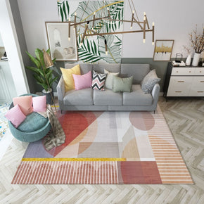 Red Modern Simplicity Brown Geometric Moroccan Striped Patterned Rugs for Living Room Dining Room Bedroom Hall