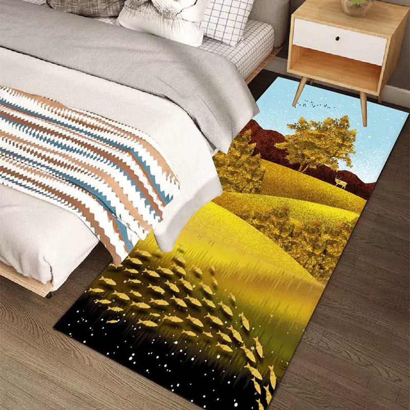 Yellow Landscape Pattern Modern Area Rug For Living Room Hall Office Bedroom Bedside