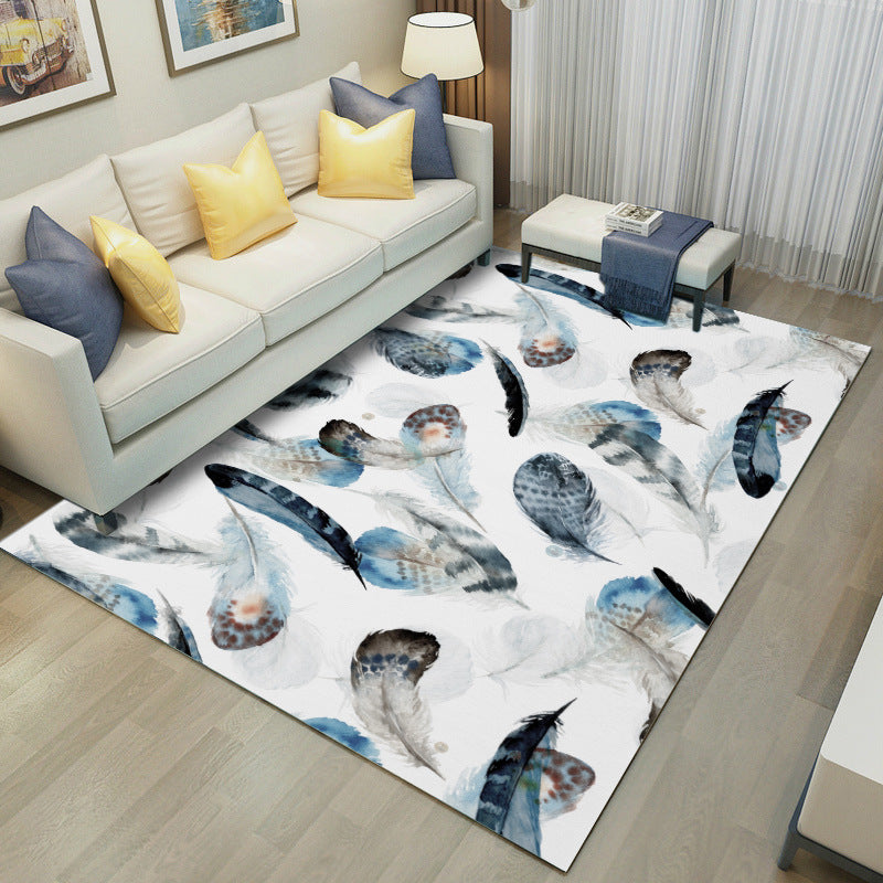 Simple 3D Printed feather Pattern Modern Rug Bedroom Living Room Sofa Rugs Floor Mat 16