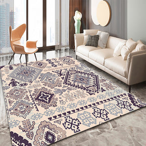 Purple Moroccan Geometric Traditional 3D Pattern Floor Mat Modern Rug for Bedroom Living Room Sofa Office Hall