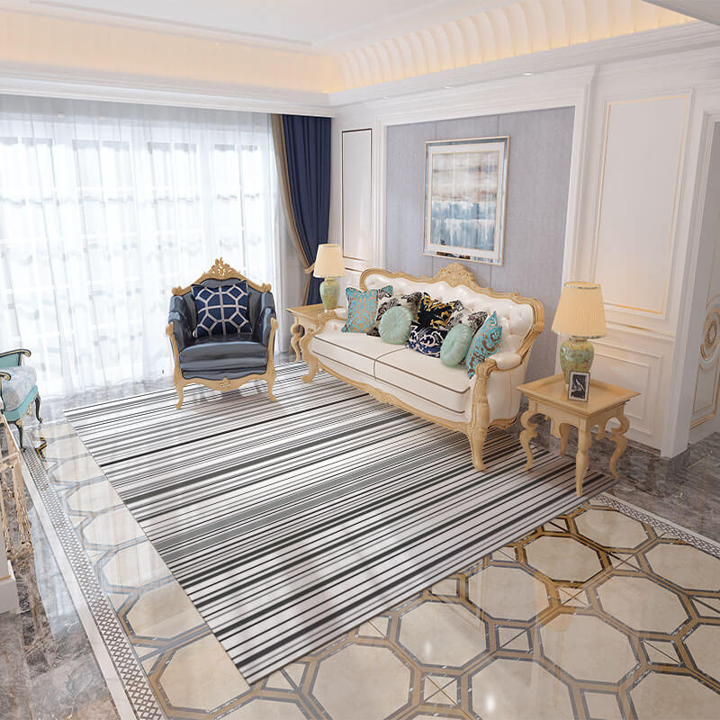Grey Line Striped Modern Geometric Moroccan Simplicity Rug 3D Pattern Floor Mat for Bedroom Living Room Sofa Office Hall
