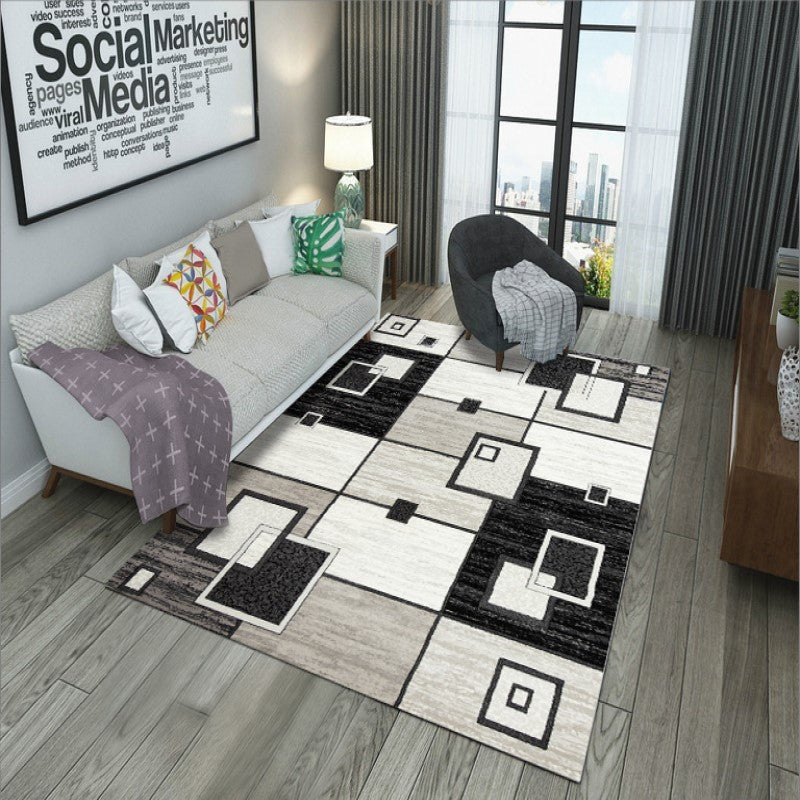 Black White Cube Simplicity 3D Pattern Striped Modern Geometric Moroccan Rug Floor Mat for Bedroom Living Room Sofa Office Hall