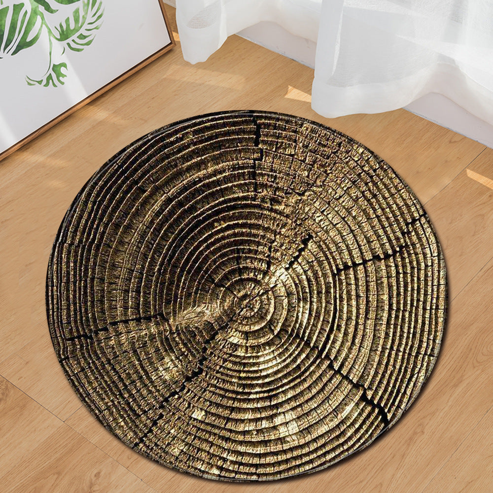 Wood Grain Pattern Round Rug Modern For Living Room Computer Chair Cushion Bedroom Kitchen Hall 06