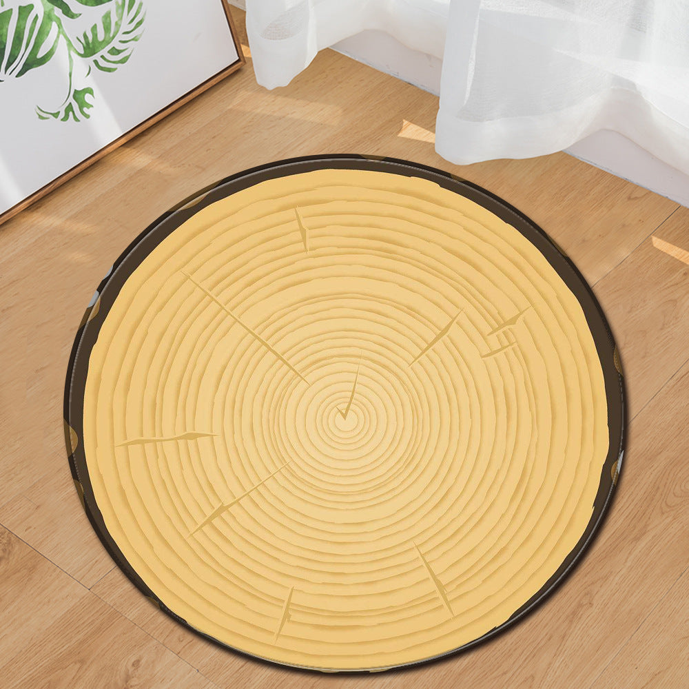 Wood Grain Pattern Round Rug Modern For Living Room Computer Chair Cushion Bedroom Kitchen Hall 03