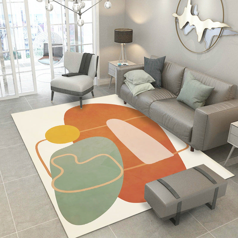 Red Green Morandi Style Modern Simplicity Rug 3D Pattern Floor Mat for Bedroom Living Room Sofa Office Hall