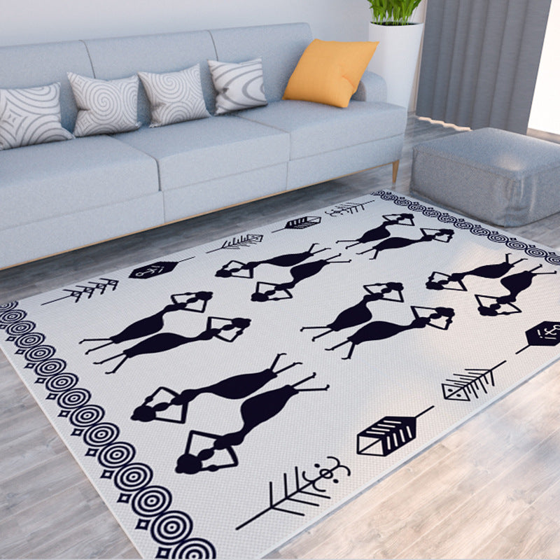Black Modern Floral Geometric Simplicity Striped Moroccan 3D Pattern Rug Floor Mat for Bedroom Living Room Sofa Office Hall