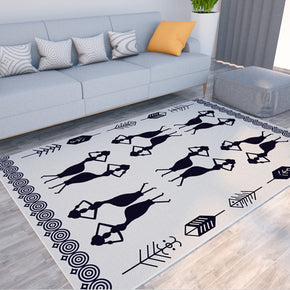 Black Modern Floral Geometric Simplicity Striped Moroccan 3D Pattern Rug Floor Mat for Bedroom Living Room Sofa Office Hall