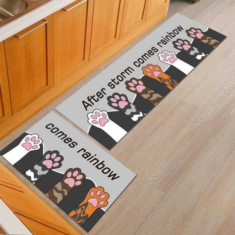 Cartoon Animal Grey Kitchen Carpet Floor Mats Oil-proof Anti-skid Pad Bathroom Toilet Water Absorption Bedroom Mats and Door Mats