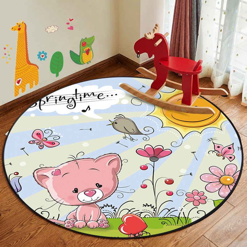 Patterned Modern Lovely Round Area Rugs Anti-slip Carpets for Bedroom Living Room Kids Room