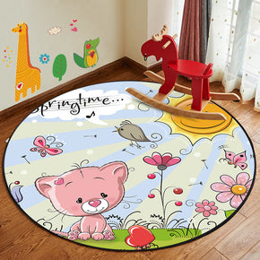 Patterned Modern Lovely Round Area Rugs Anti-slip Carpets for Bedroom Living Room Kids Room