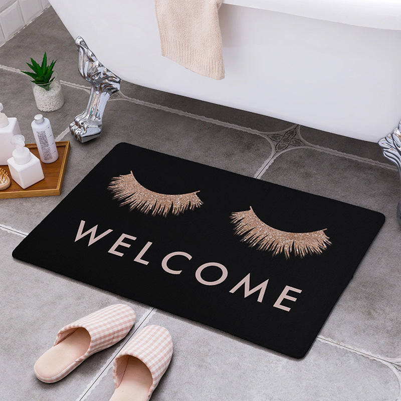 Black ¡°Welcome¡±Modern Patterned Area Rugs Anti-slip Carpets Doormat Bath Mat