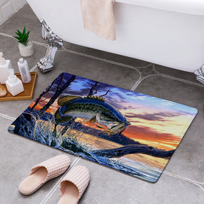 Blue Modern Patterned Area Rugs Anti-slip Carpets Doormat Bath Mat
