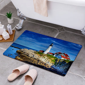 Blue Houses Modern Patterned Area Rugs Anti-slip Carpets Doormat Bath Mat