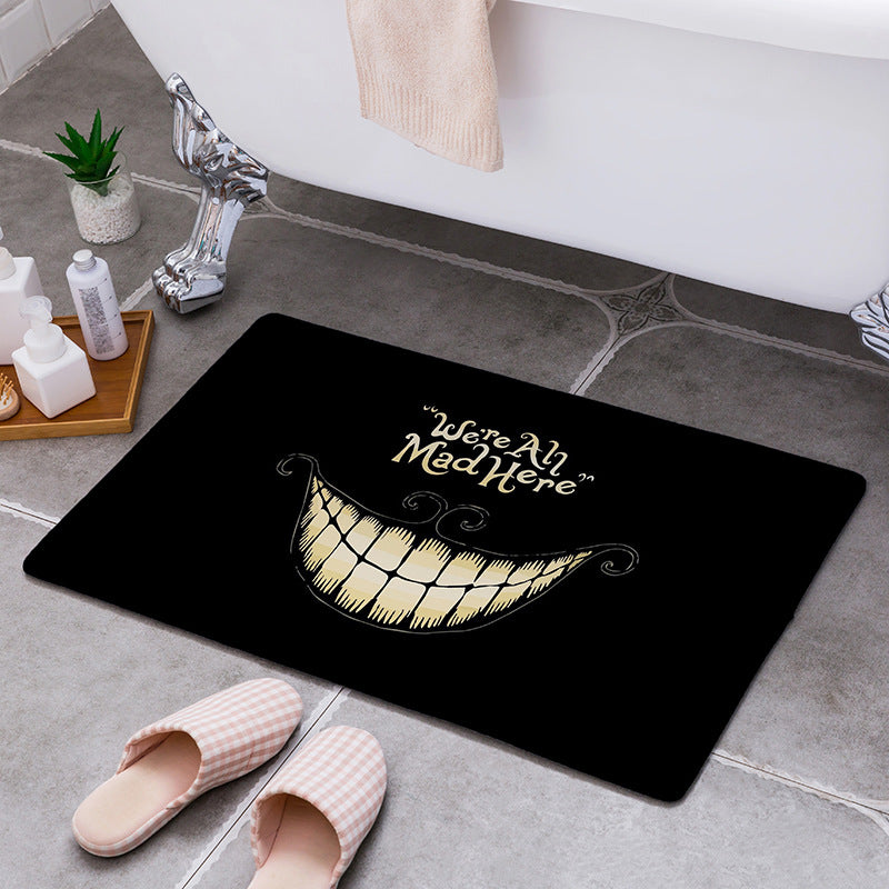 Modern Patterned Black Area Rugs Anti-slip Carpets Doormat Bath Mat