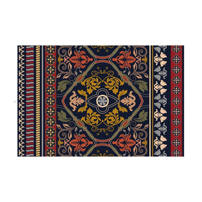 Black Red Floral Retro Traditional Vintage Area Rugs Polyester Floor Mat for Living Room Hall Office Bedroom