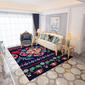 Blue Green Red Floral Retro Traditional Vintage Area Rugs Polyester Floor Mat for Living Room Hall Office Bedroom