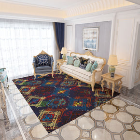Vintage Red Traditional Floral Area Rugs Polyester Floor Mat for Living Room Hall Office Bedroom