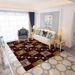 Floral Brown Vintage Traditional Area Rugs Polyester Floor Mat for Office Hall Living Room Bedroom