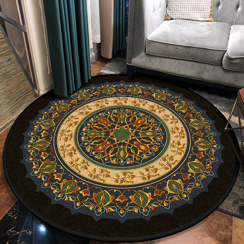 Three-dimensional Retro Printed Patterned Round Modern Area Rugs for Living Room Bedroom Office Anti-slip Carpets 10