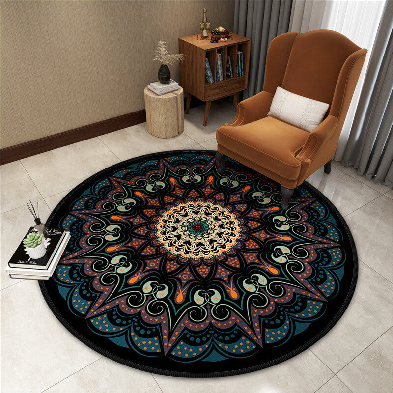 Beautiful Colorful Printed Patterned Round Modern Area Rugs for Living Room Bedroom Office Anti-slip Carpet 17