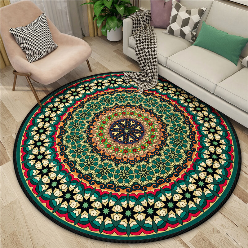 3D Gorgeous Printed Patterned Round Modern Area Rugs for Living Room Bedroom Office Anti-slip Carpet 13