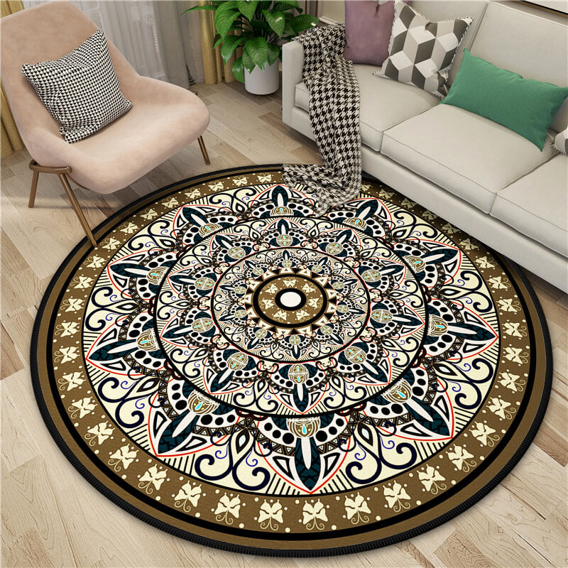 3D Gorgeous Printed Patterned Round Modern Area Rugs for Living Room Bedroom Office Anti-slip Carpet 16