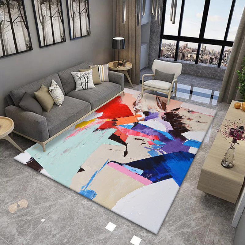 Red Blue Modern Painted Pattern Gradient Rugs Area Carpets for Office Living Room Hall Bedroom