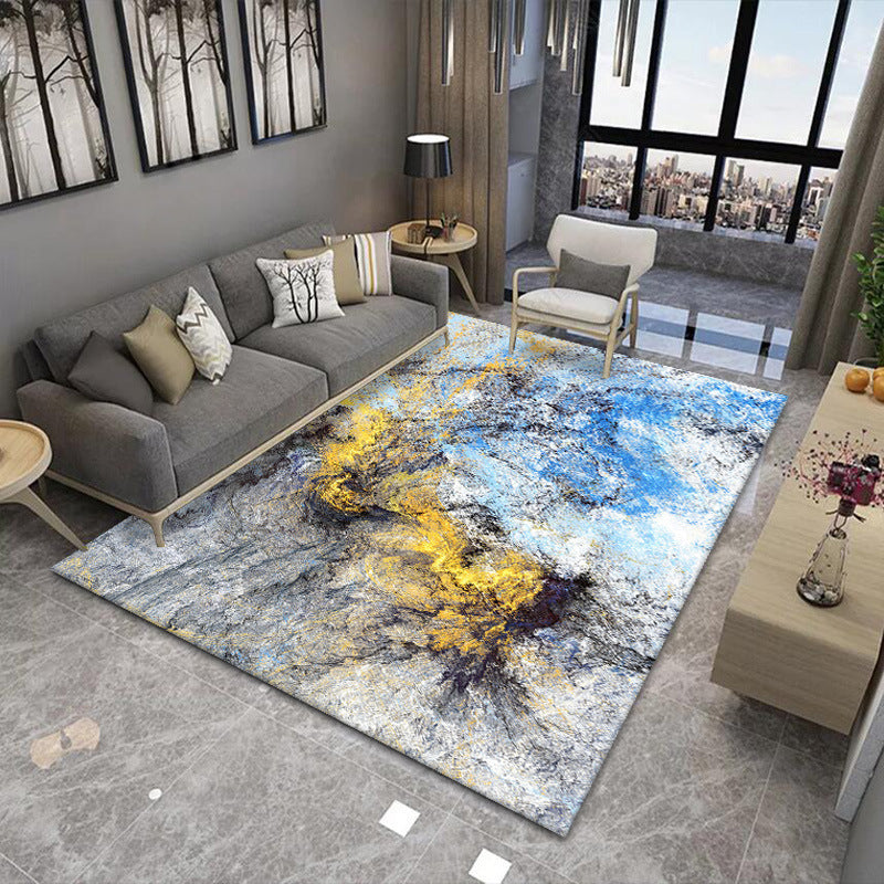 Grey Blue Yellow Modern Painted Pattern Gradient Rugs Area Carpets for Office Living Room Hall Bedroom