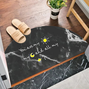 Stars And Moon Pattern Semicircular Irregular Shape Door Mat for Entryway Bathroom Kids Room