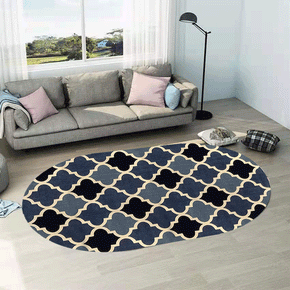 Three-color Lantern Pattern Oval Modern Geometric Rug for Living Room Bedroom Kitchen