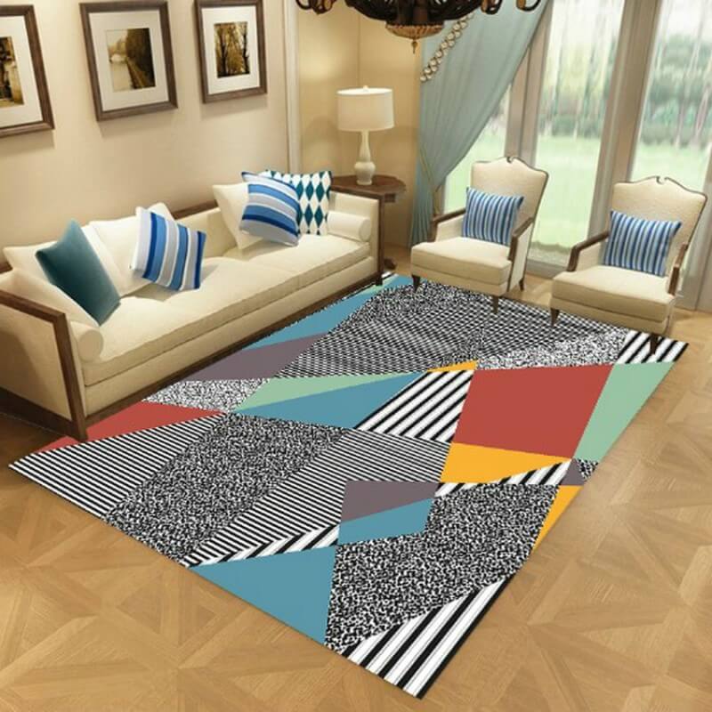Grey Moroccan Striped Simple Modern Rugs Patterned Polyester Carpets for Hall Dining Room Bedroom Living Room Office