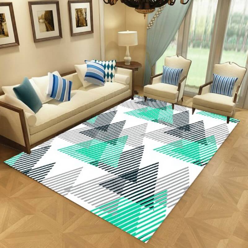Green Grey Striped Red Moroccan Simple Modern Rugs Patterned Polyester Carpets for Hall Dining Room Bedroom Living Room Office
