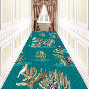 Green Plant Corridor Aisle Household Carpets Modern Polyester Patterned Simple Rugs for Hall Dining Room Bedroom Living Room Office