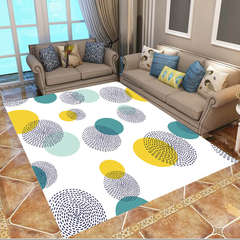 Modern Green Black Yellow Pastoral Fresh Style Simple Rugs Polyester Patterned Carpets for Hall Dining Room Bedroom Living Room Office