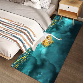Modern Green Simplicity Polyester Rugs Patterned Carpets for Bedside Hall Dining Room Bedroom Living Room