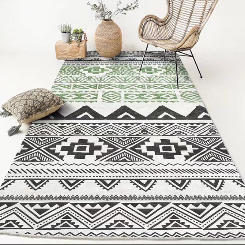 Green Grey Moroccan Modern Simplicity Polyester Rugs Patterned Bedside Carpets for Hall Dining Room Bedroom Living Room