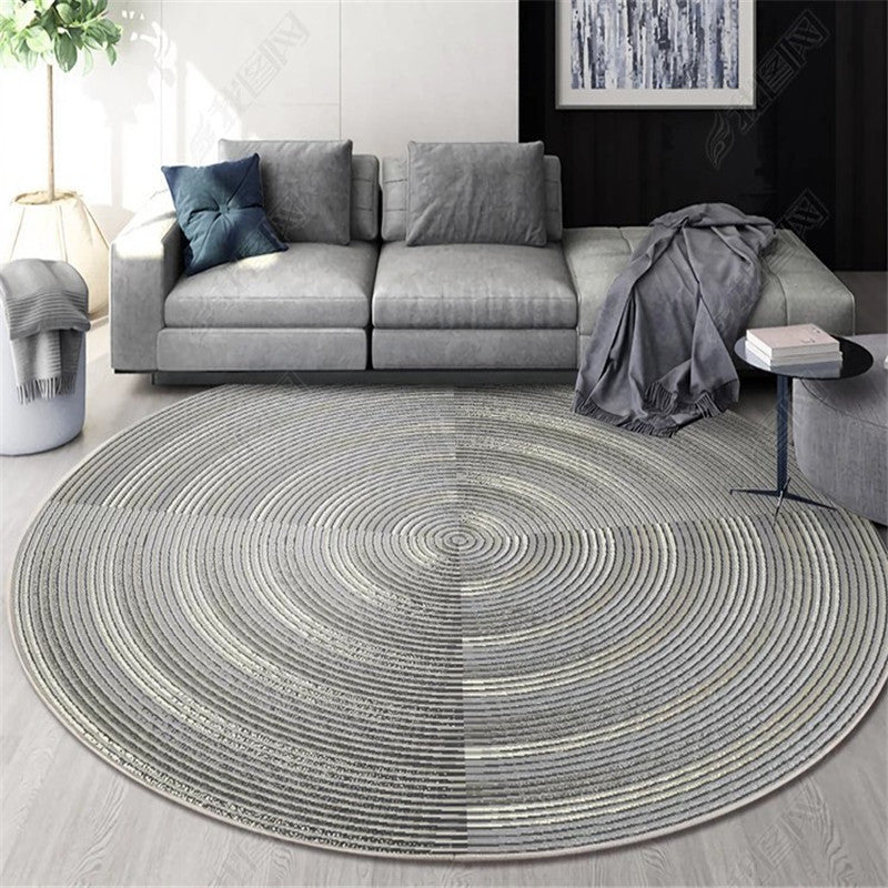 Grey Lines Patterned Round Modern Rug for Living Room Bedroom Kitchen Hall