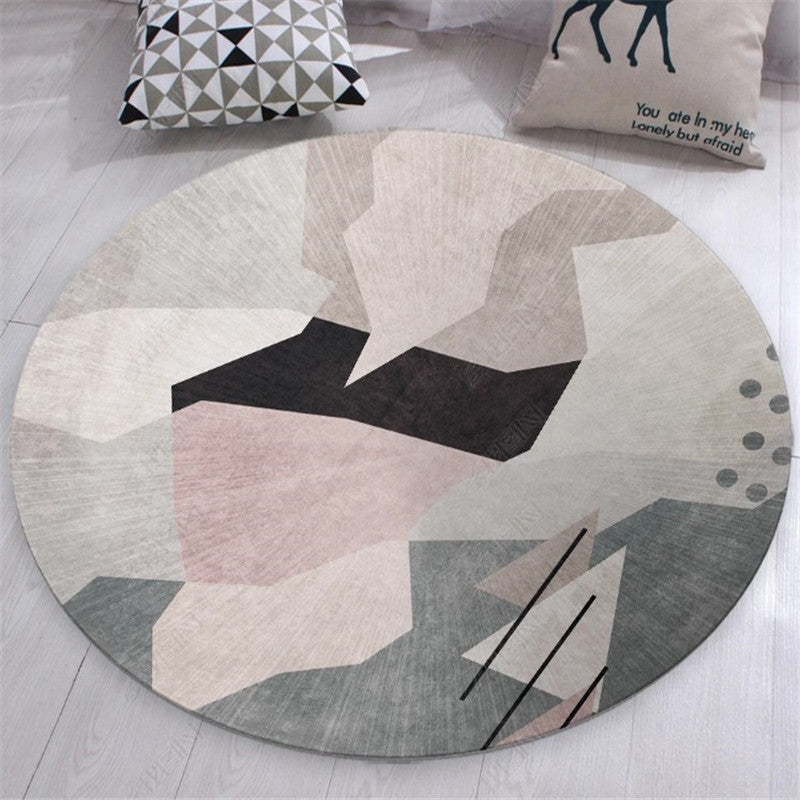 Multicolour Irregular Geometric Patterned Round Modern Rug for Living Room Bedroom Kitchen Hall