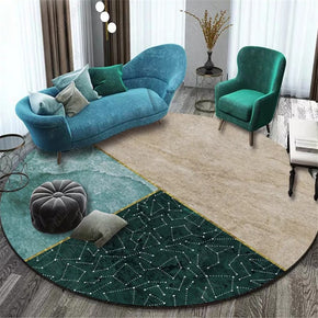 Tricolor Patterned Round Modern Rug for Living Room Bedroom Kitchen Hall
