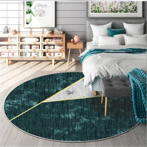 Dark Green Pattern Round Modern Rug for Living Room Bedroom Kitchen Hall