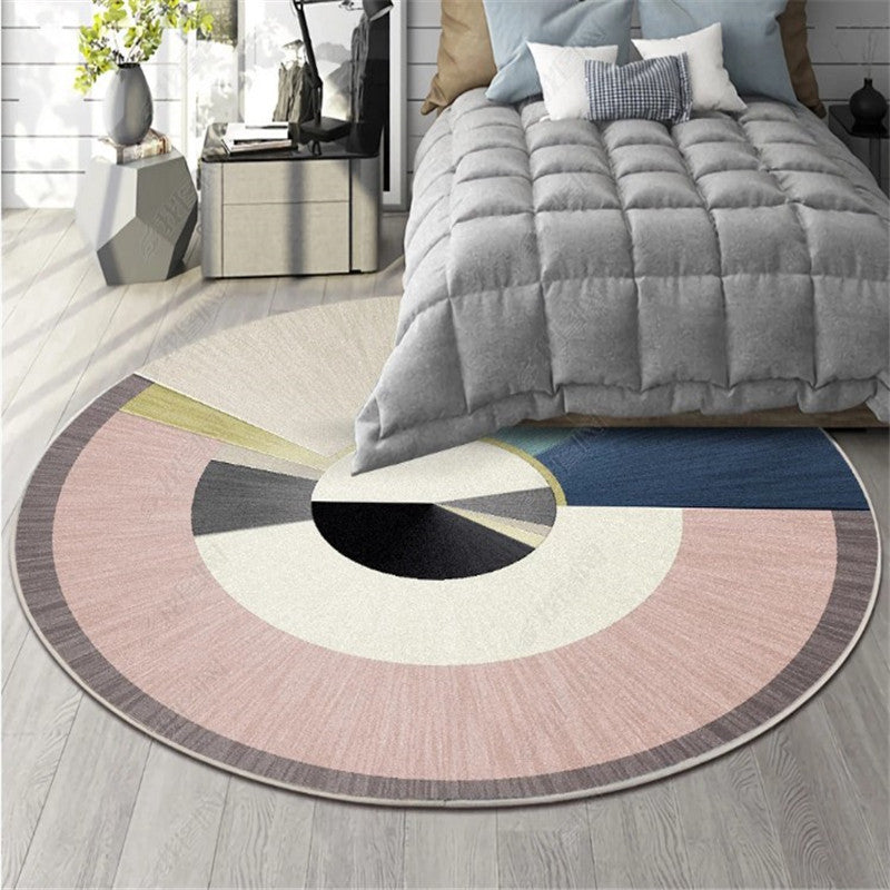 Irregular Splicing Of Pink And White Pattern Round Modern Rug for Living Room Bedroom Kitchen Hall