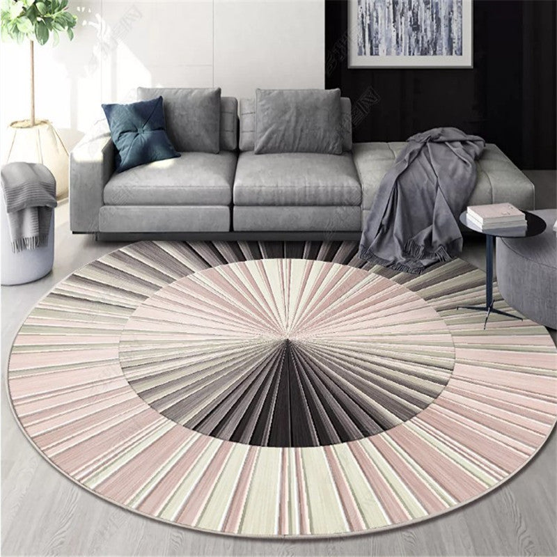 Nice Pink Radial Lines Pattern Round Modern Rug for Living Room Bedroom Kitchen Hall