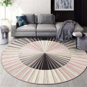 Nice Pink Radial Lines Pattern Round Modern Rug for Living Room Bedroom Kitchen Hall
