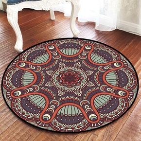Grey Brown Printed Patterned Round Modern Rug for Living Room Bedroom Kitchen Hall