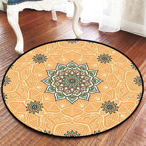 Orange Printed Patterned Round Modern Rug for Living Room Bedroom Kitchen Hall