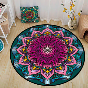 Colourful Vintage Printed Patterned Round Modern Rug for Living Room Bedroom Kitchen Hall 02