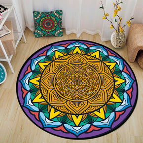 Colourful Vintage Printed Patterned Round Modern Rug for Living Room Bedroom Kitchen Hall 04
