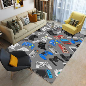 Game Console Pattern Grey Modern Rugs for Bedroom Kids Room Nursery